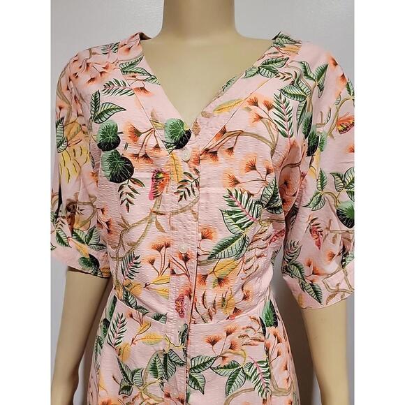LOFT Sugar Peach Leafed Dobby Size 14 Women's Shirtdress NWT (SASH MISSING) #CC - Picture 5 of 12